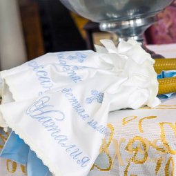 Embroidery on napkins (crp and name, crm and name), blue color (17) - фото