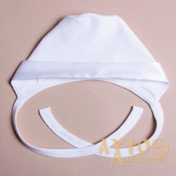 Knitted hat with silk cuff, white color (nb_010) - фото