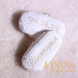 Embroidery on booties (on one to 8 letters), (EMB_030), milk color - фото
