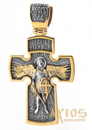 The cross «Crucifixion. Archangel Michael, silver 925 ° with gilding and blackening», 50x30 mm, O 132504 - фото