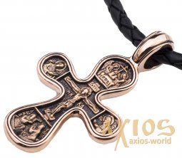 The cross «Crucifixion», gold 585 °, with blacking 42x25 mm, О п02650 - фото