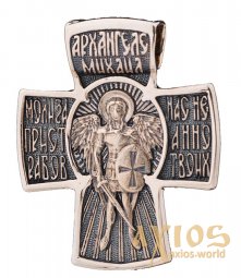 Native cross «Archangel Michael», gold 585 °, with blackening 35x30 mm, О п02684 - фото