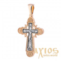 The cross «Crucifixion», silver 925, with gilding and blackening, 35x18mm, O 131792 - фото