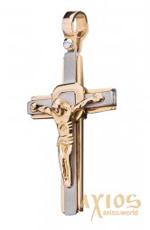 Silver cross from white and yellow gold 585 ° Op01964 - фото