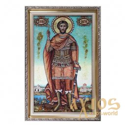 Amber icon of Holy Martyr Victor 20x30 cm - фото