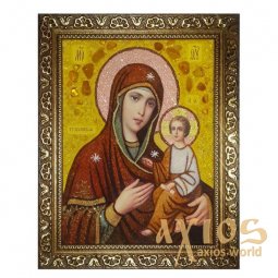 Amber icon of the Theotokos of Tikhvin 20x30 cm - фото