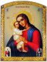 Icon the Mother of God, MDF, veneer (ash-tree), ark, printing, decorative border, stones, lacquer, 20x26 cm