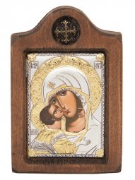 Icon of the Mother of God of Vladimir, Italian frame №1, 6x8 cm, alder tree - фото