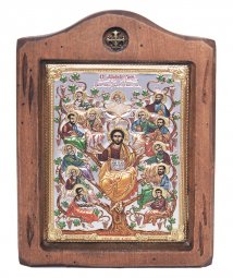 Icon Savior and Apostles, Italian frame №2, enamel, 13x17 cm, alder tree - фото