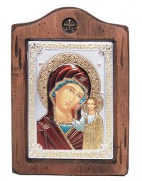 Icon of the Mother of God of Kazan, Italian frame №2, enamel, 13x17 cm, alder tree,  ПД010514 - фото