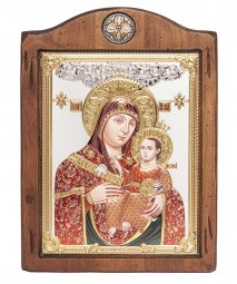 Icon of the Mother of God of Bethlehem, Italian frame №3, enamel, 17x21 cm, alder tree - фото