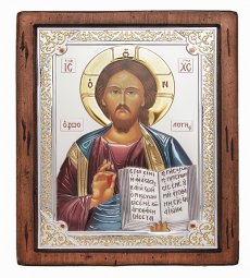 Icon Savior, Italian frame №4, enamel, 25x30 cm, alder tree - фото