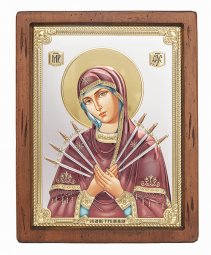 Icon of the Mother of God, Italian frame №4, enamel, 25x30 cm, alder tree - фото
