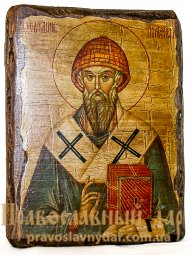 Icon antique saint Saint Spyridon 7x9 cm - фото