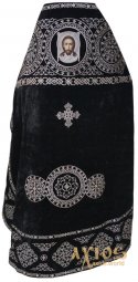 Priestly vestments, black velvet, embroidered icon - фото