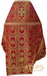 Priestly vestments, red brocade, "Pokrovsky cross" fabric - фото