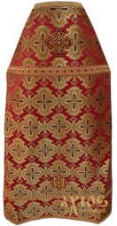 Priestly vestments, red brocade, "Easter cross" fabric - фото