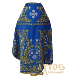 Priest vestment, embroidery on a blue gabardine, embroidered galoon - фото