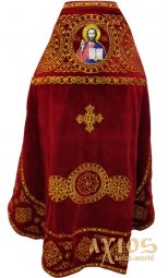 Priest vestments, red velvet, embroidered lace with embroidery "Circles" - фото