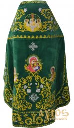 Priest vestments, green velvet, embroidered icon of Trinity, icons of Saints - фото