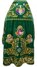 Priest vestments, green velvet, embroidered icon of Trinity, icons of Saints - фото