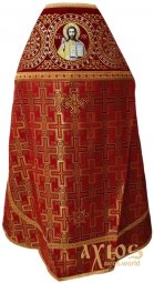 Priestly vestments, combined of red brocade - фото