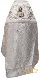 Priestly vestments, combined, white brocade, Athonite cross fabric - фото
