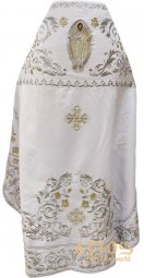 Priest`s vestments, white gabardine, embroidered icon - фото