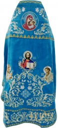 Priest vestment, embroidered on blue velvet, embroidered icon - фото
