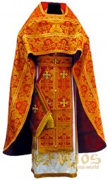 Priest Vestments, Embroidered on Red brocade, R001m - фото