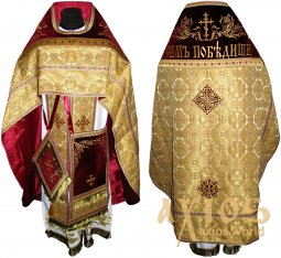 Priest Vestments, combined of brocade, shoulders embroidered on velvet 002М - фото
