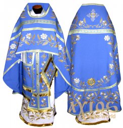 Priest Vestments, embroidered on Blue gabardine R 036m (n) - фото