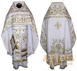 Priest Vestments, Embroidered on white gabardine, embroidered galloon R046m (v) - фото