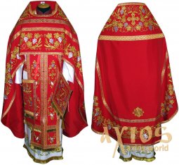 Priest Vestments, Embroidered on Red gabardine, sewn galloon R081m (n) - фото