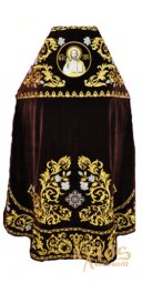 Priest Vestment, Embroidered on Burgundy Velvet  - фото