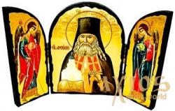 Icon under the antiquity Saint Arseniy Svyatogorsky Skladen triple 14x10 cm - фото