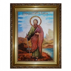 Amber icon Saint Apostle Paul 30x40 cm - фото