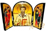 The icon under the old days Saint Basil the Great The folded triple 14x10 cm