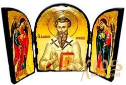 The icon under the old days Saint Basil the Great The folded triple 14x10 cm The icon under the old days Saint Basil the Great The folded triple 14x10 cm - фото
