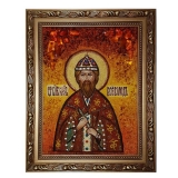 Amber Icon Holy Prince Vsevolod 15x20 cm