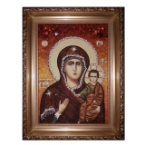 Amber Icon of the Blessed Virgin Mary of Vlaherna 15x20 cm