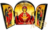 Icon under the antiquity The Blessed Virgin The Inexhaustible Chalice The folded triple 14x10 cm