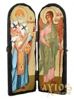 Icon under the antiquity Sainted Spyridon Trimifuntsky and Saint Angel the Guardian Skladen double 10x30 cm