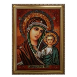 Amber Icon of Our Lady of Kazan 15x20 cm