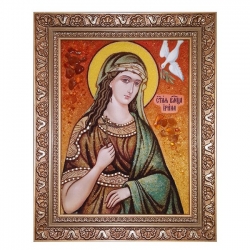 Amber Icon Holy Great Martyr Irina 15x20 cm - фото
