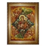 Amber Icon of the Blessed Virgin Mary Burning Bush 15x20 cm