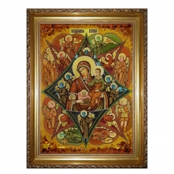 Amber Icon of the Blessed Virgin Mary Burning Bush 15x20 cm - фото
