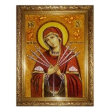 Amber Icon of the Blessed Virgin Mary of the Seven Shot 40x60 cm