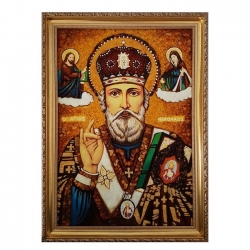 The Amber Icon Saint Nicholas the Wonderworker 80x120 cm The Amber Icon Saint Nicholas the Wonderworker 80x120 cm - фото
