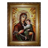 Amber Icon of the Blessed Virgin Smolenskaya 15x20 cm